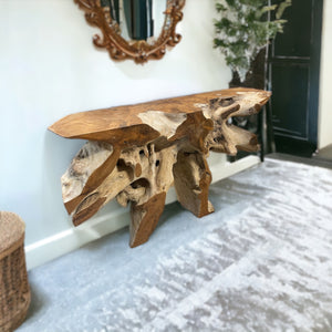 Organic Natural Teak Root Console Table