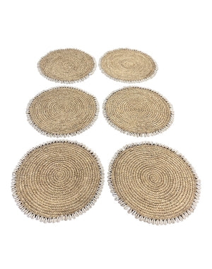 Set of 6 Shell and Raffia Placemats