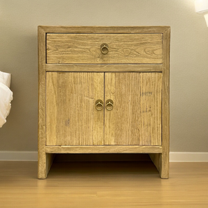 1 Drawer 2 Door Natural Elmwood Nightstand