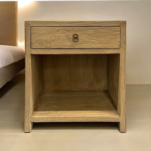 1 Drawer Natural Elmwood Nightstand