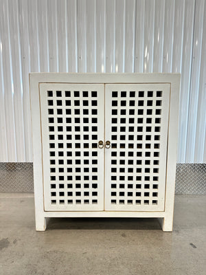 2 Door White Lattice Cabinet