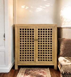 2 Door Lattice Natural Cabinet