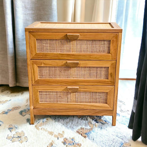 Teak Wood & Cane Chest of Drawers