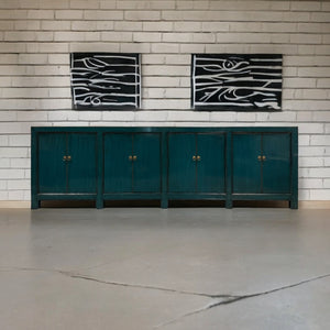 Blue Gansu Cabinet - 8 Door