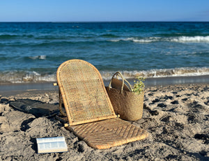 Carlos Natural Cane Folding Beach Chair
