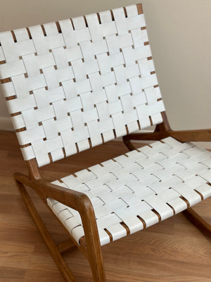 Handmade Teak & Leather Rocking Chair ✨🌿