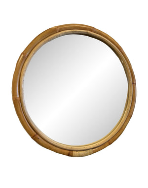 Round Bamboo & Rattan Mirror - Small