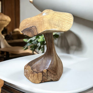 Hand-Carved Mushroom Sculpture