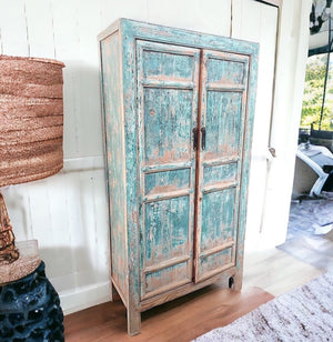 Distressed Blue Armoire