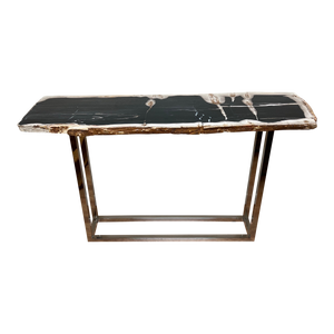 Live Edge Petrified Wood Console Table