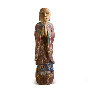 Wood Standing Monk Statue