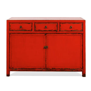 Distressed Red Sideboard