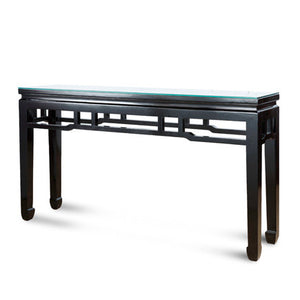 Lacquer Glass Top Console Table
