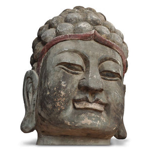 Antique Wooden Buddha Head