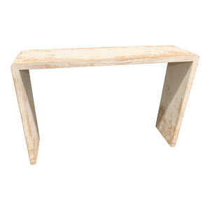 Distressed White Waterfall Console Table